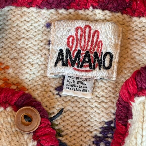 Price reduced! Vintage Amano Cardigan Bolivia 100% Wool sweater with butterflies - Picture 8 of 8